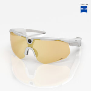 BleeqUp Ranger AI Sports Camera Glasses - Lenses by Zeiss (White Frame - Champagne Gold Lens)