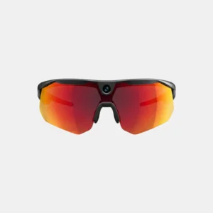 BleeqUp Ranger AI Sports Camera Glasses - Standard Lens - (Black Frame - Orange-Red Lens)